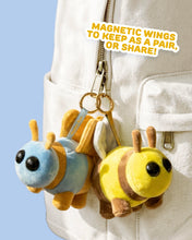 Load image into Gallery viewer, Queen Bee + Bee Plush Keychain Set
